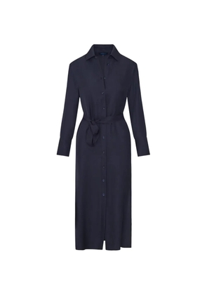 PATRICK ASSARAF long-sleeve belted midi shirt dress - Blue