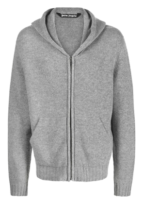 Palm Angels curved-logo zip-up hoodie - Grey