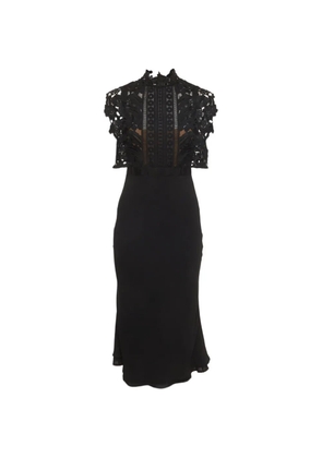 Self-Portrait lace-detail crepe midi dress - Black