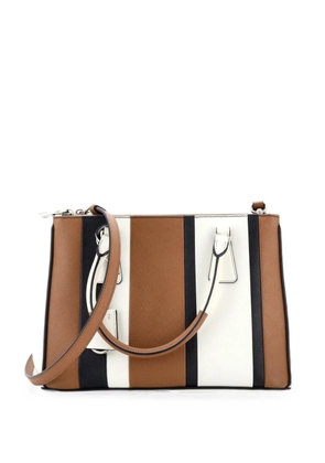 Prada Pre-Owned Double Zip Lux Striped Saffiano Leather Small tote bag - Black