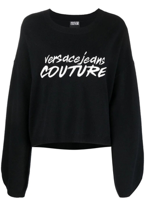 Versace Jeans Couture embroidered-logo wide-sleeve jumper - Black