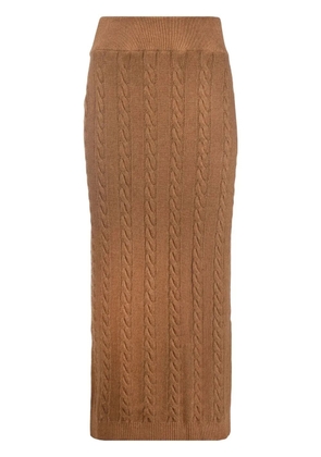 Woolrich cable-knit virgin-wool midi skirt - Brown