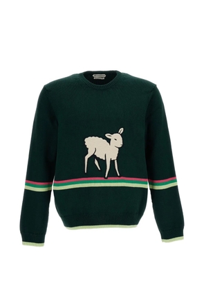JW Anderson lamb-intarsia striped-trim sweater - Green