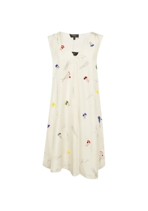 Theory abstract-embroidered A-line midi dress - White