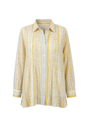 Dhaari floral-print pleated shirt - Yellow
