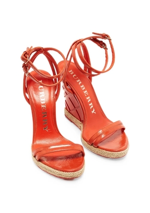 Burberry Pre-Owned Hassendean criss-cross wedge sandals - Orange