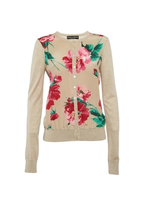 Dolce & Gabbana Pre-Owned floral-print silk-panelled cardigan - Neutrals