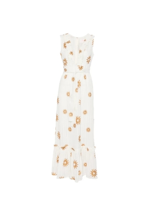 Sundress Begonia sun-print ruffled maxi dress - White