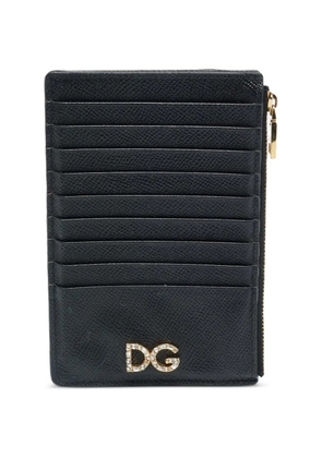 Dolce & Gabbana Pre-Owned DG-plaque crystal-embellished card holder - Black