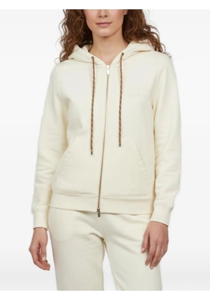 Miu Miu Pre-Owned logo-appliqué zip-up hoodie - Neutrals