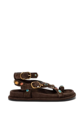 TWINSET cabochon-embellished suede sandals - Brown