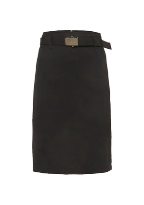 Prada Pre-Owned belted gabardine pencil midi skirt - Black
