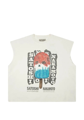 SATOSHI NAKAMOTO graphic-print sleeveless top - Neutrals