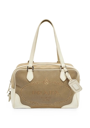 Prada Pre-Owned logo-jacquard tote bag - Neutrals