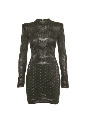 Balmain Pre-Owned chevron diamond knit mini dress - Black