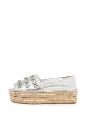 Prada Pre-Owned crystal-embellished platform espadrilles - Silver