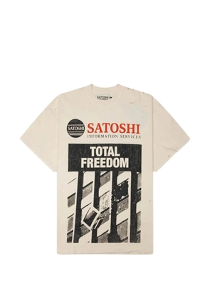 SATOSHI NAKAMOTO Total Freedom distressed T-shirt - Neutrals