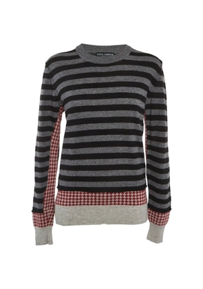 Dolce & Gabbana Pre-Owned striped houndstooth long-sleeve sweater - Grey