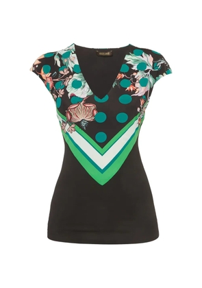 Roberto Cavalli Vintage floral-print polka-dot top - Black