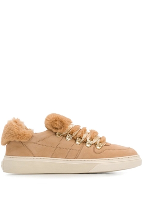 Hogan faux-fur trimmed sneakers - Neutrals