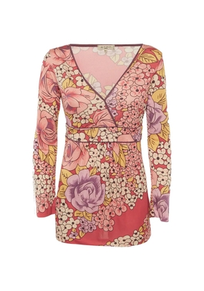Etro Pre-Owned floral-print V-neck top - Pink