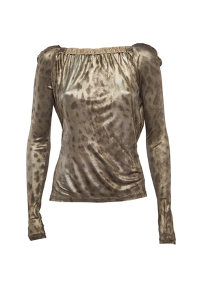 Roberto Cavalli Vintage leopard-print V-neck blouse - Gold