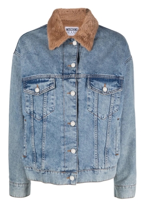 Moschino shearling-collar denim jacket - Blue
