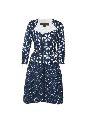 Louis Vuitton Pre-Owned flower-embroidered midi dress - Blue