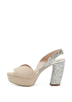 Miu Miu Pre-Owned glitter-detail platform sandals - Neutrals