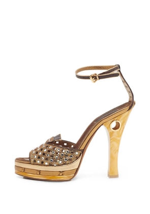 Louis Vuitton Pre-Owned crystal-embellished ankle-strap platform sandals - Gold