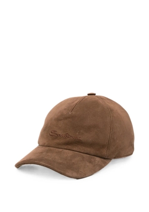 Santoni embroidered suede cap - Brown