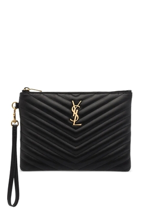 Saint Laurent Cassandre quilted leather cluch bag - Black