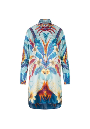 F.R.S For Restless Sleepers floral-print silk shirt mini dress - Blue