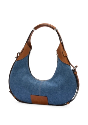 Moschino denim leather-trim shoulder bag - Blue