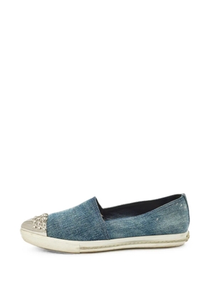 Miu Miu Pre-Owned crystal-embellished denim sneakers - Blue