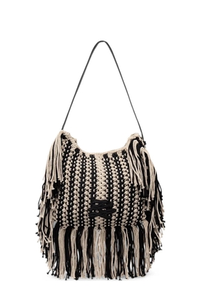 Karl Lagerfeld K/Autograph fringed-macramé shoulder bag - Black