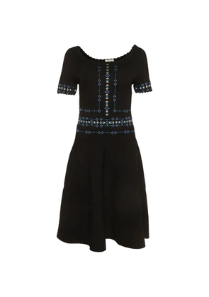 SANDRO embroidered-detail mini dress - Black