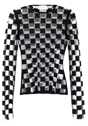 Sportmax checkerboard-print long-sleeve top - Black