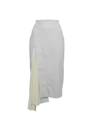 Brunello Cucinelli Vintage pleated-panel twill midi skirt - White