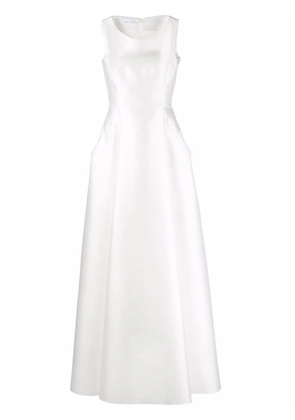 Alberta Ferretti pleated duchess satin gown - White