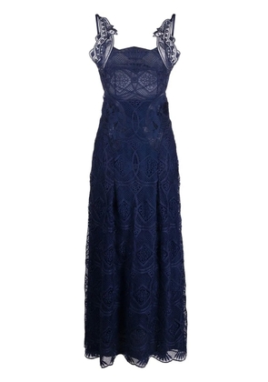 Alberta Ferretti pattern-lace sleeveless maxi dress - Blue