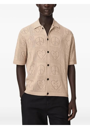 AllSaints Arktx perforated-knit short-sleeve cardigan - Neutrals