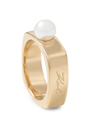 Karl Lagerfeld faux-pearl square ring - Gold