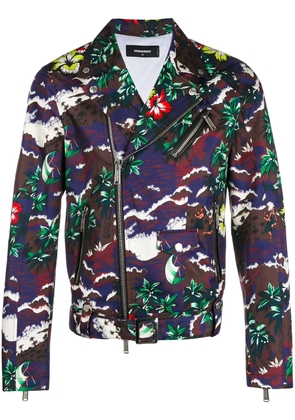 DSQUARED2 tropical print biker jacket - Multicolour