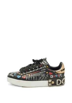 Dolce & Gabbana Pre-Owned Portofino graffiti-print sneakers - Black