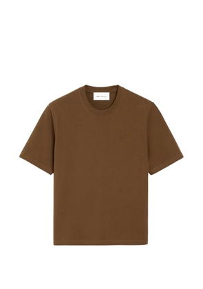 AMI Paris cotton T-shirt with embossed Ami de Coeur - Brown