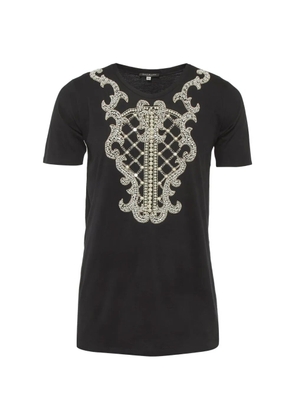 Balmain Pre-Owned black pearl-embellished jersey t-shirt