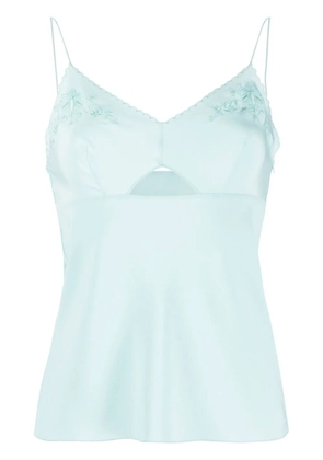 Alberta Ferretti floral-embroidered silk cami - Blue