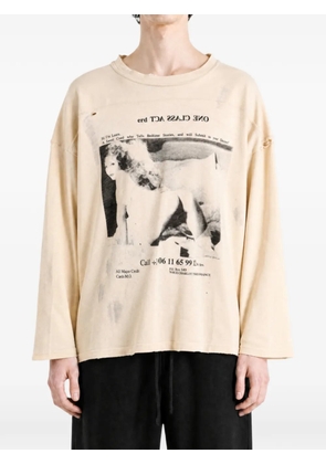 Enfants Riches Déprimés distressed graphic-print T-shirt - Neutrals