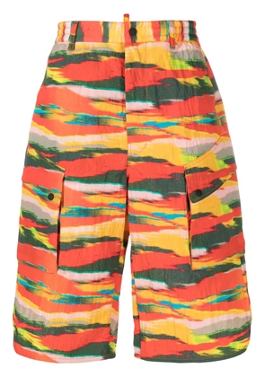 DSQUARED2 abstract-print cargo shorts - Orange